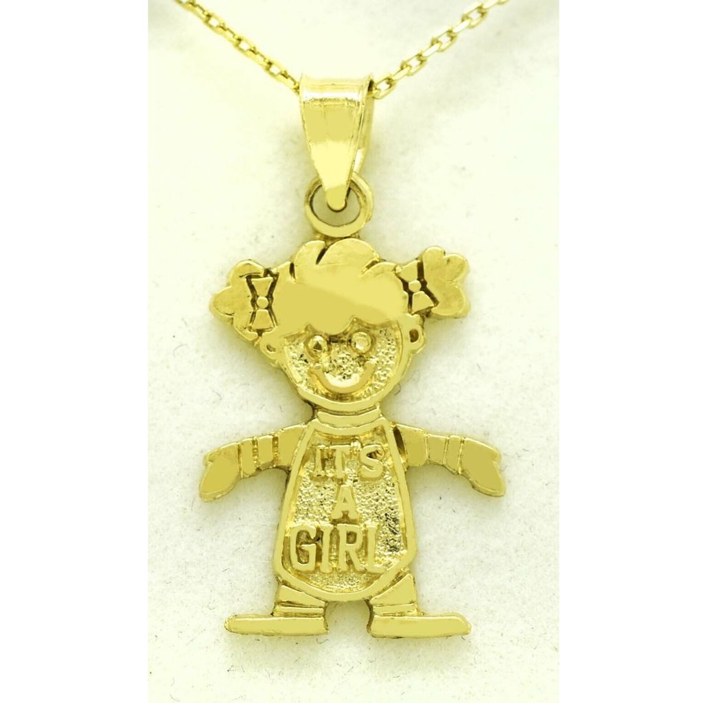 Baby Girl Pendant 14k Yellow Tones Gold